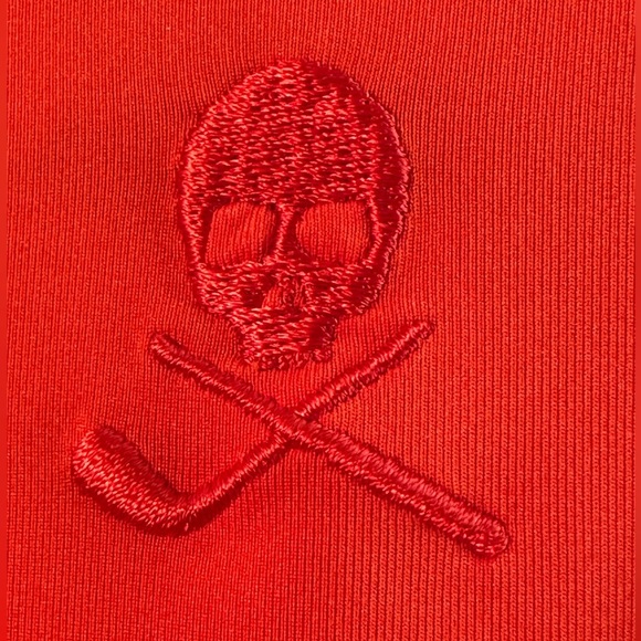 ROBERT GRAHAM 2XL Orange Performance Golf Polo Short Sleeve Skull and Cross Club - Picture 10 of 10